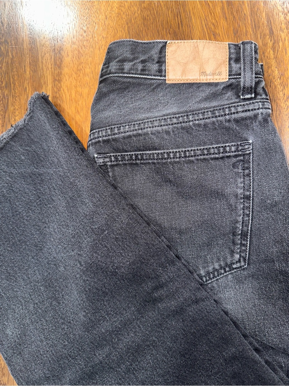 Madewell Low-Slung Straight Jeans Kent Wash Black Button Fly Relaxed Women 27